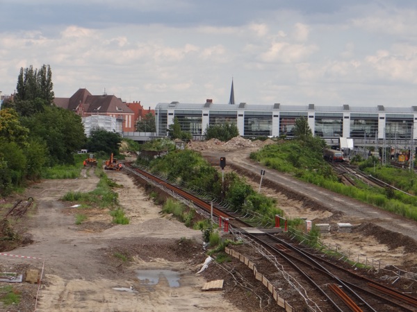 Vorbereitungen für den Gleisbau zwischen Ostkreuz und Ostbahnhof